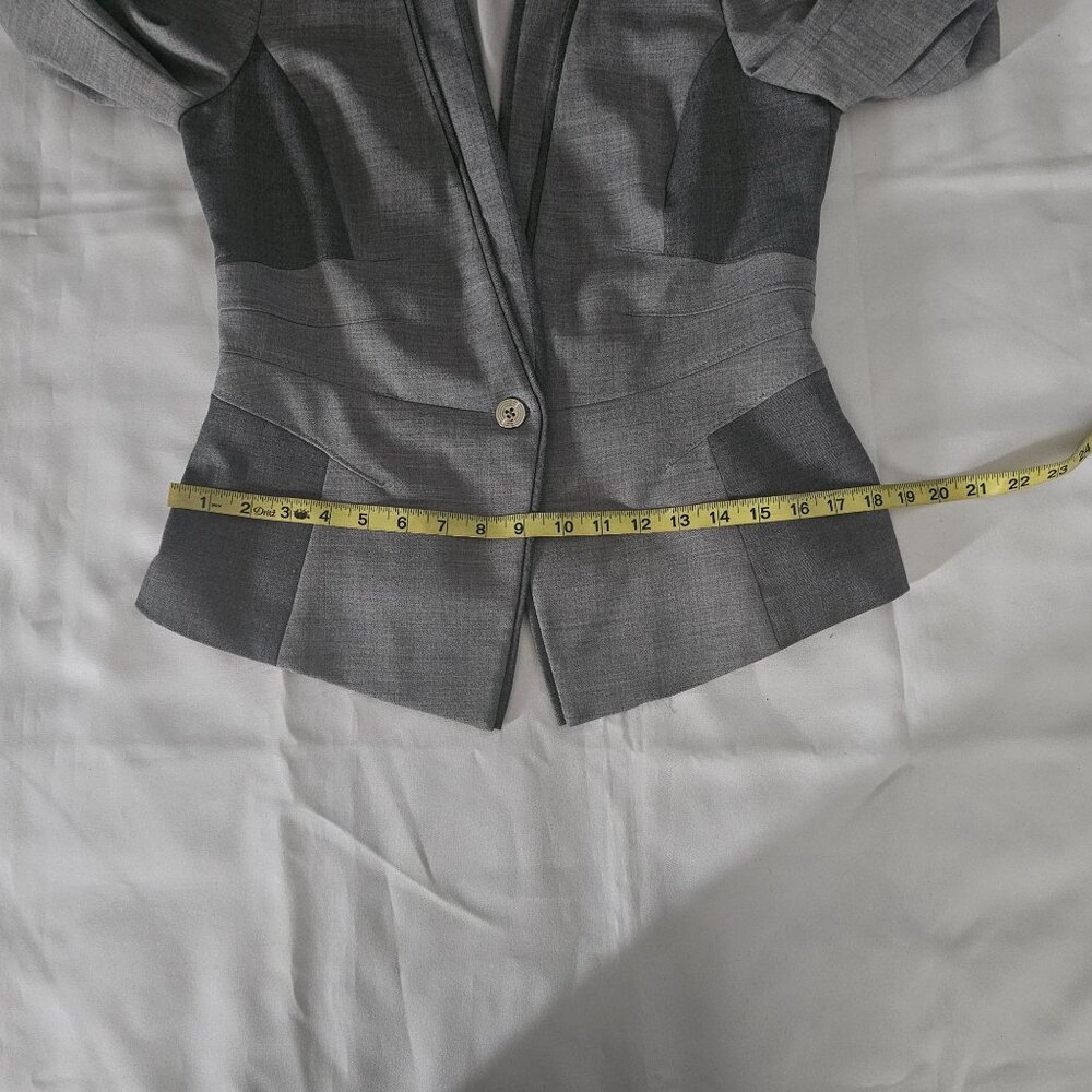 White House Black Market Women's Gray Wool Blend Contrast Panel Suit Jacket Sz 8 - Picture 8 of 14